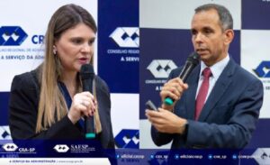Alline Jorgetto e Luiz Sérgio Pires foram os destaques da Semana da Administração em Saúde do CRA-SP desta terça-feira